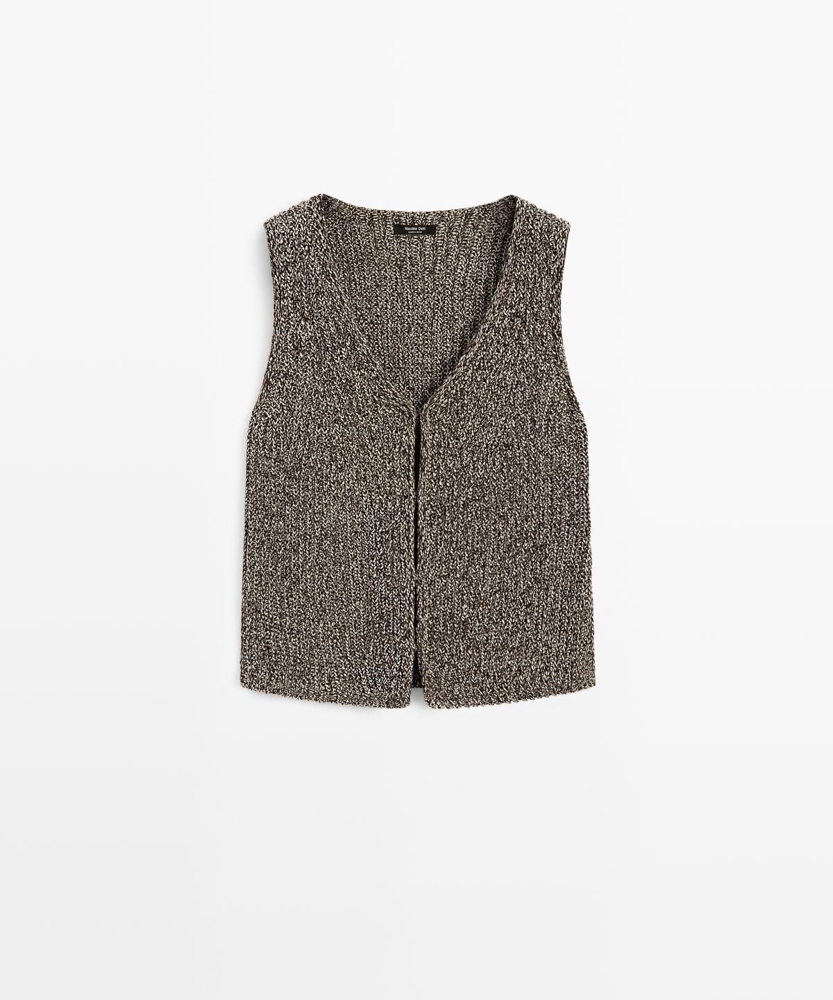 마시모두띠(MASSIMO DUTTI) 브이넥 코튼 블렌드 니트 베스트