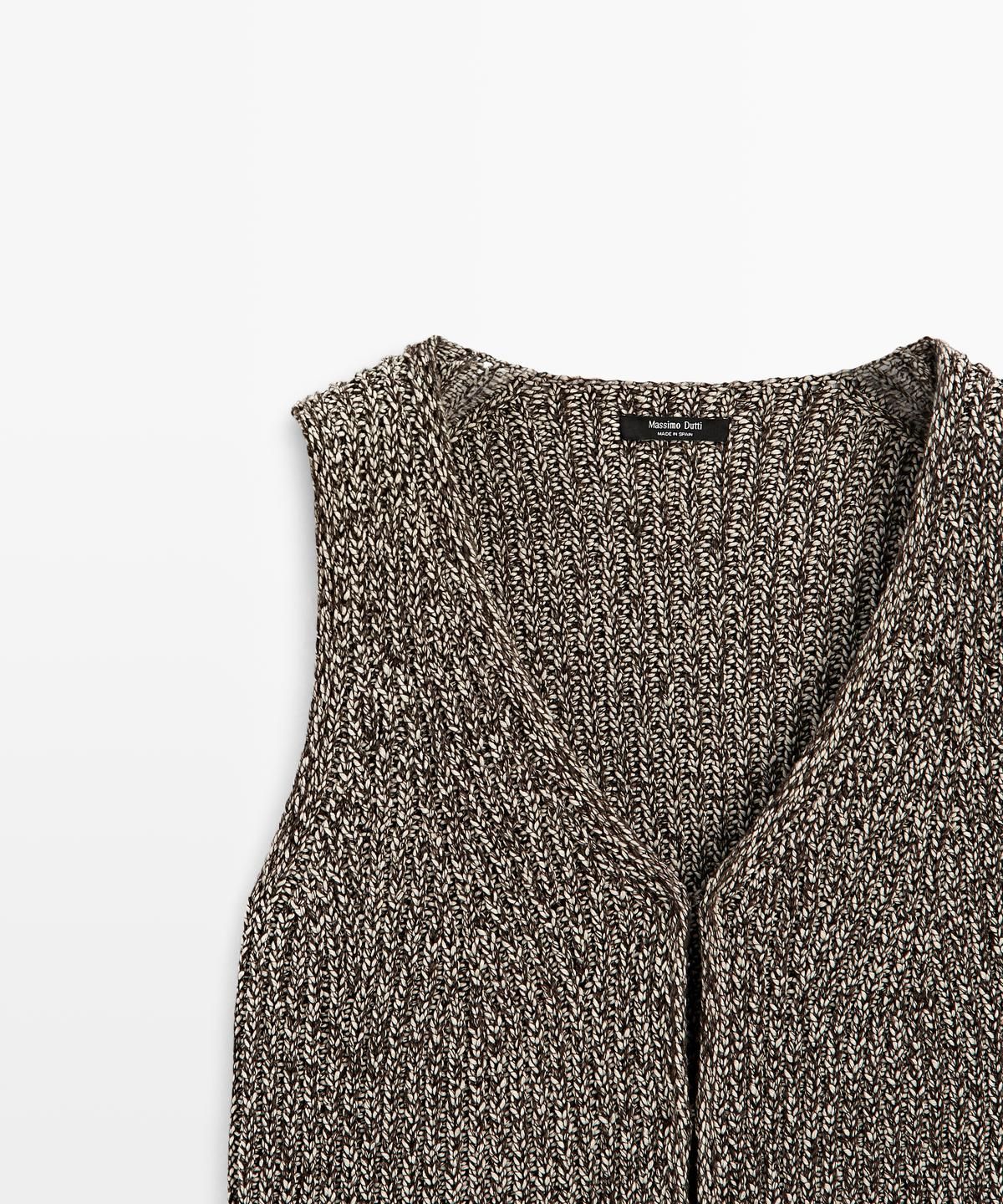 마시모두띠(MASSIMO DUTTI) 브이넥 코튼 블렌드 니트 베스트