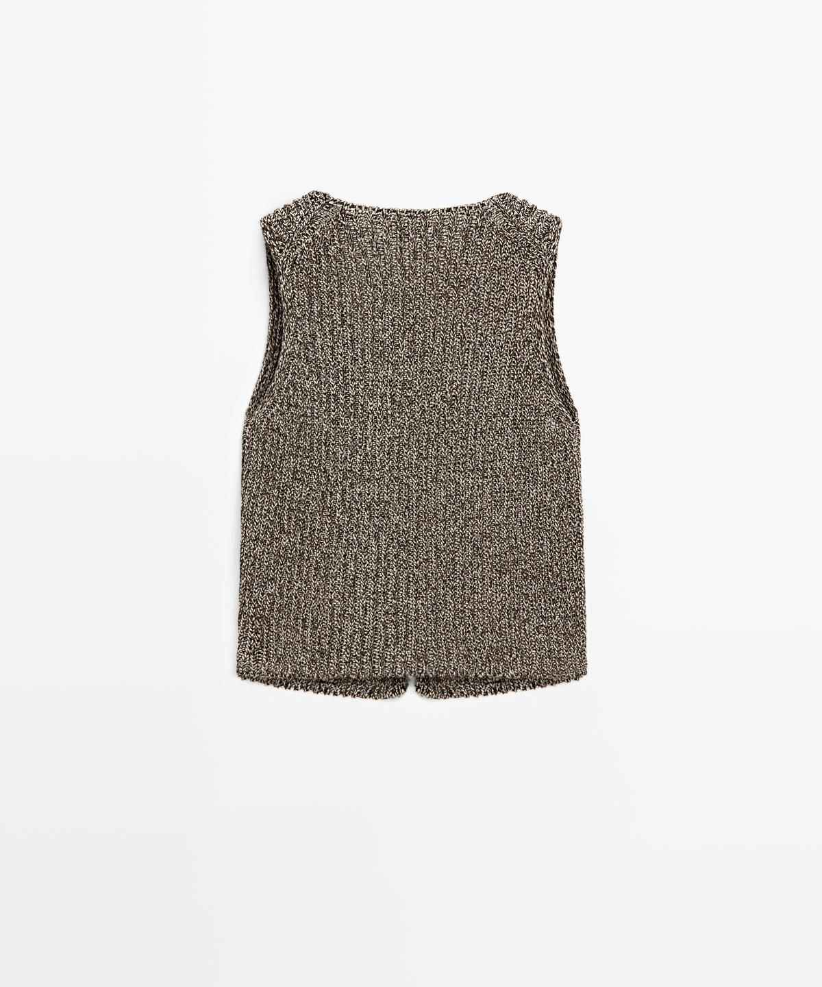마시모두띠(MASSIMO DUTTI) 브이넥 코튼 블렌드 니트 베스트