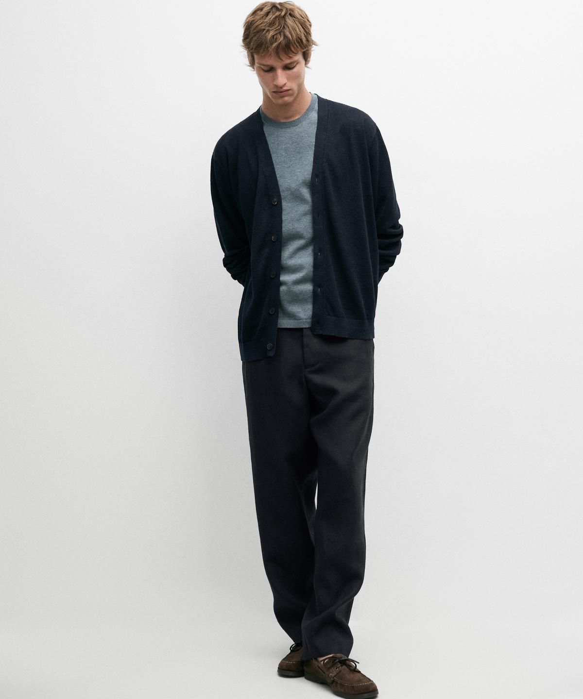 마시모두띠(MASSIMO DUTTI) 버튼 린넨 니트 가디건