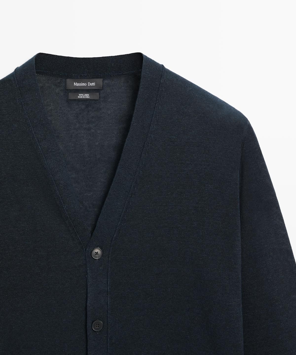 마시모두띠(MASSIMO DUTTI) 버튼 린넨 니트 가디건