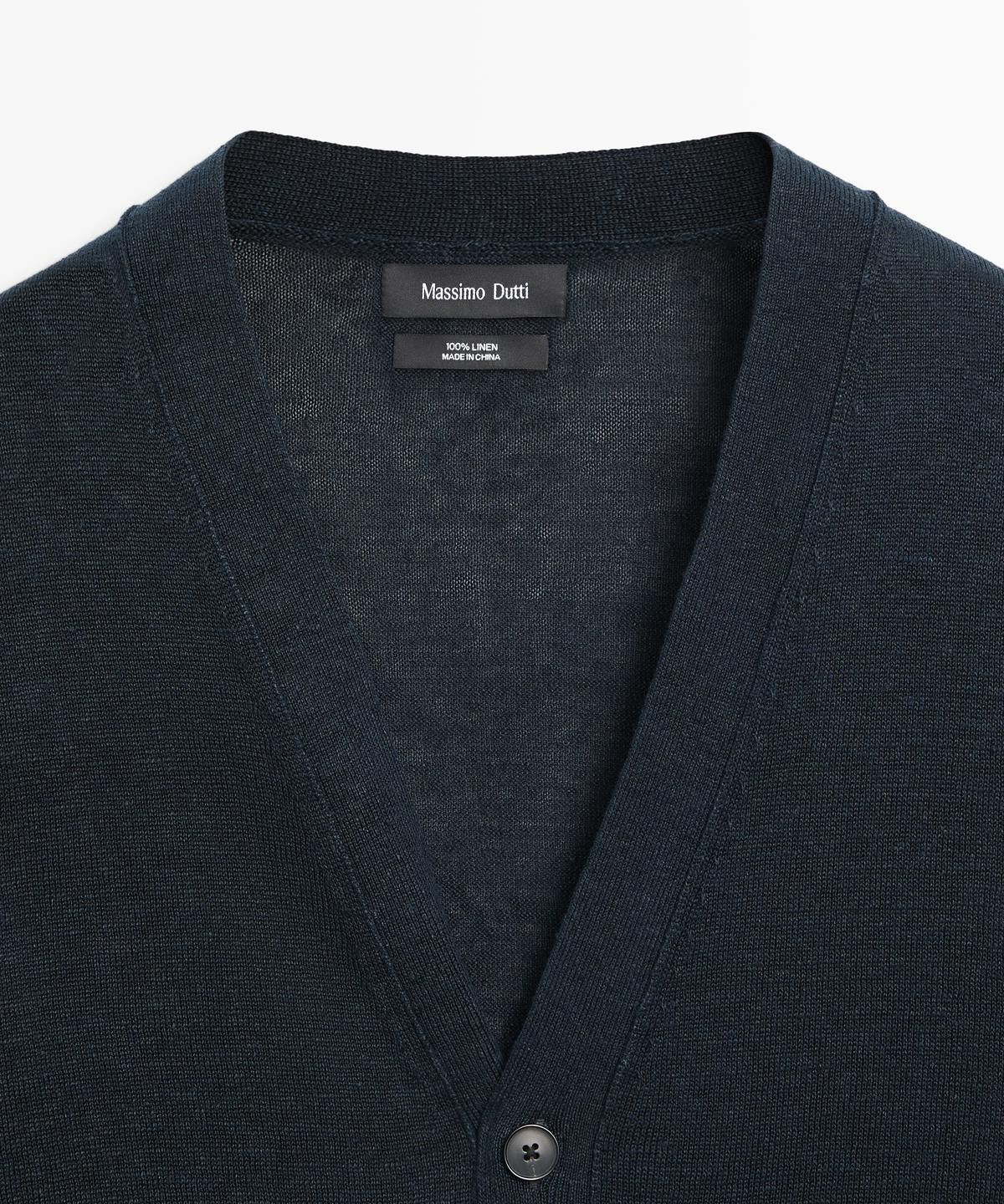 마시모두띠(MASSIMO DUTTI) 버튼 린넨 니트 가디건