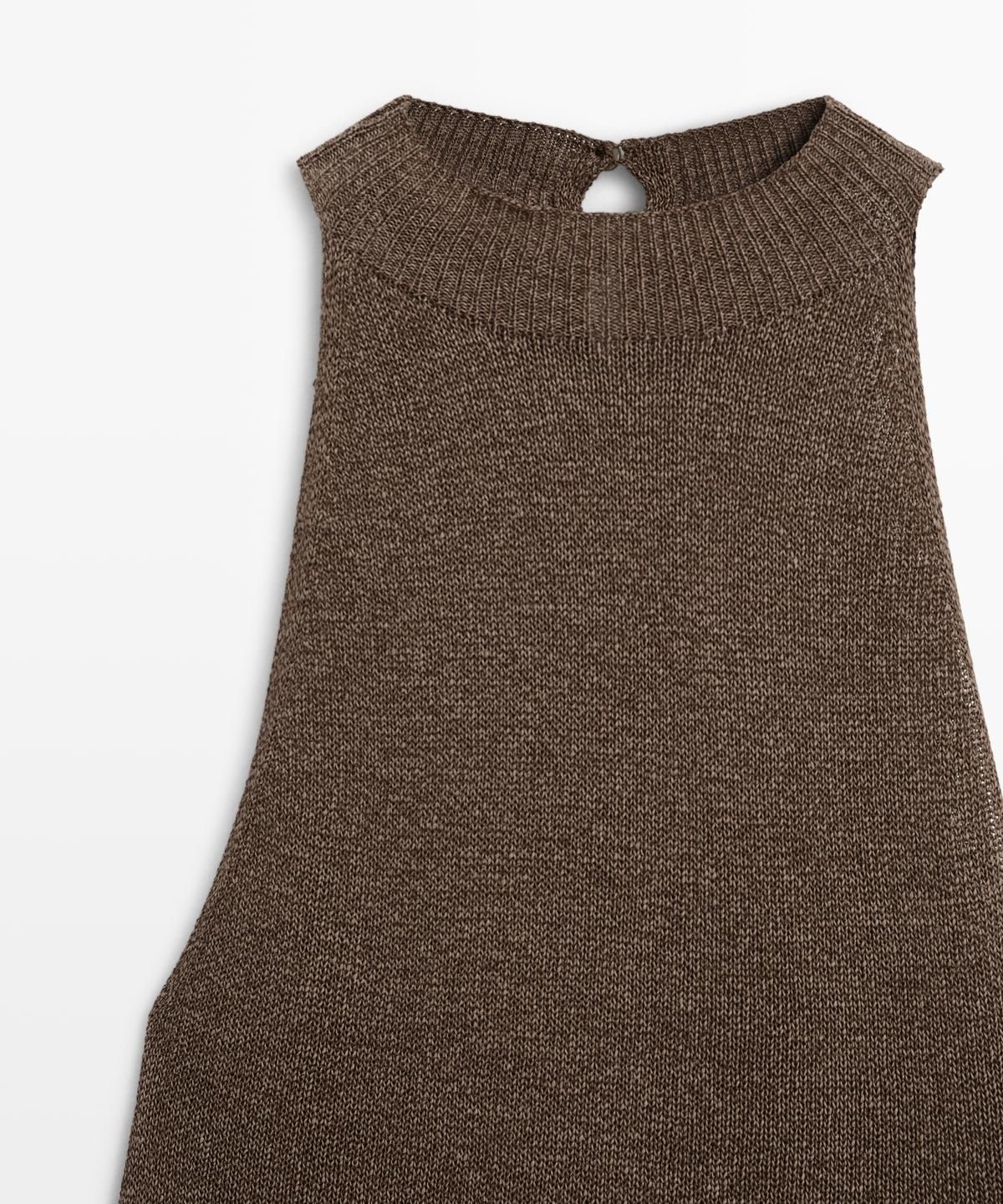 마시모두띠(MASSIMO DUTTI) 홀터넥 니트 언밸런스 토탈룩 탑