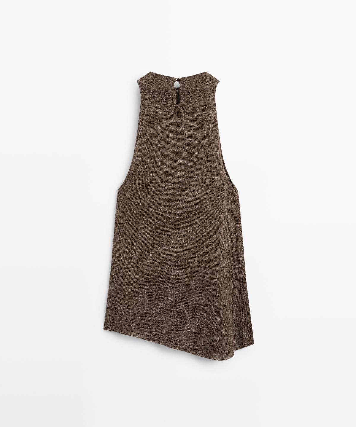 마시모두띠(MASSIMO DUTTI) 홀터넥 니트 언밸런스 토탈룩 탑