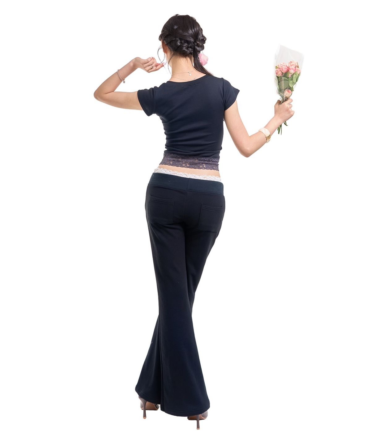 포어링(FORUSRING) Lace banding sweatpants (black)