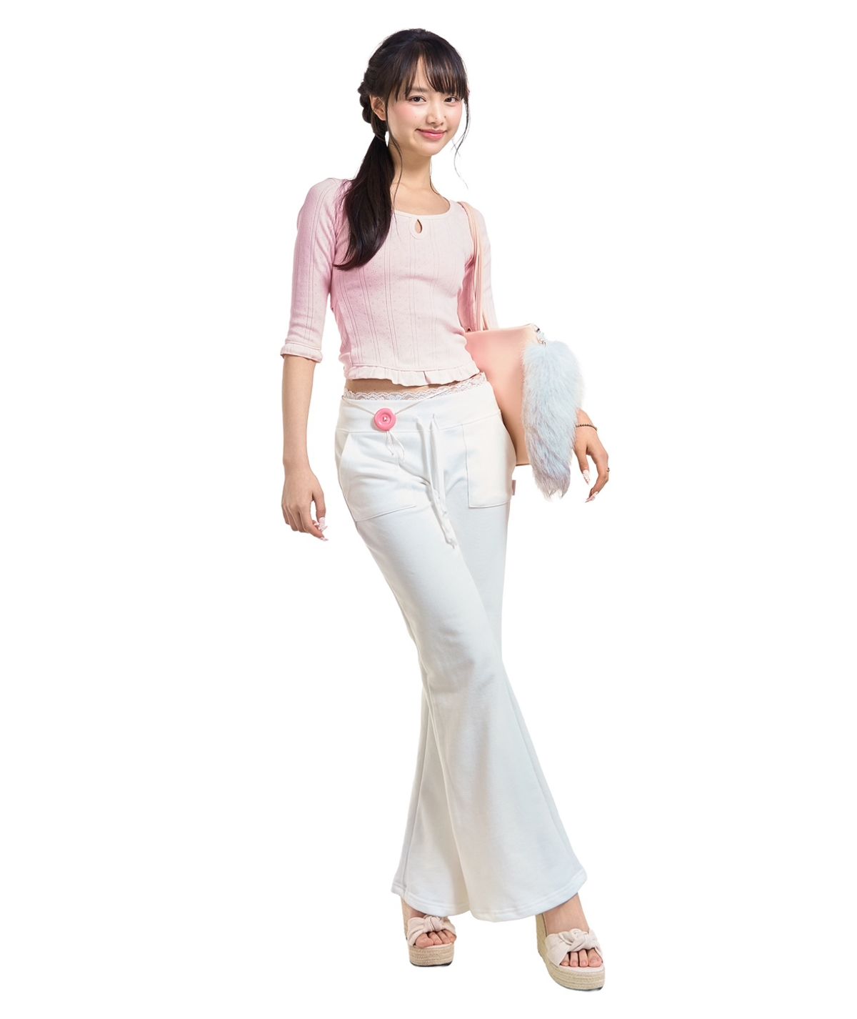 포어링(FORUSRING) Lace banding sweatpants (white)