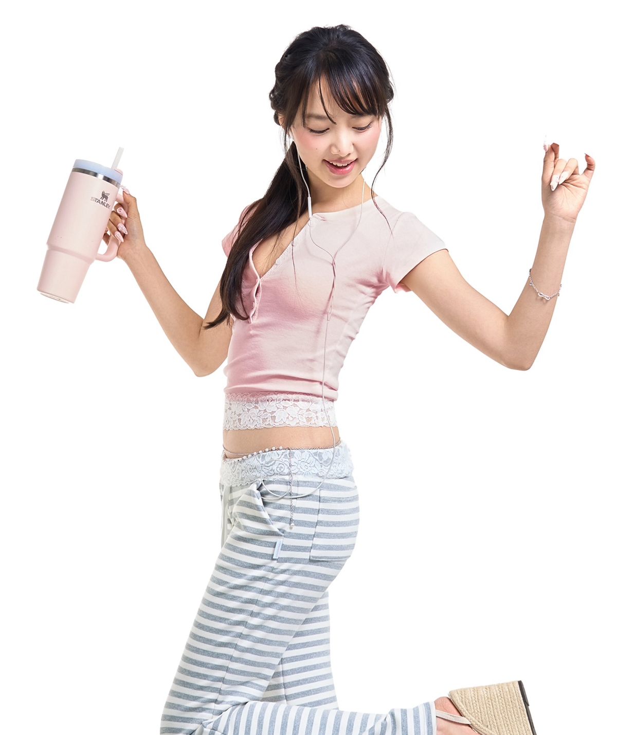포어링(FORUSRING) Baby powder lace tee (pink)