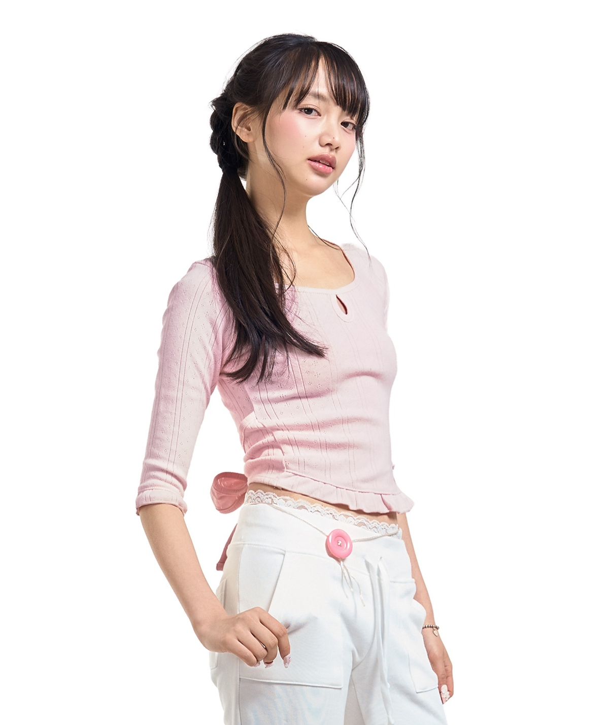포어링(FORUSRING) Blossom back-ribbon top (pink)