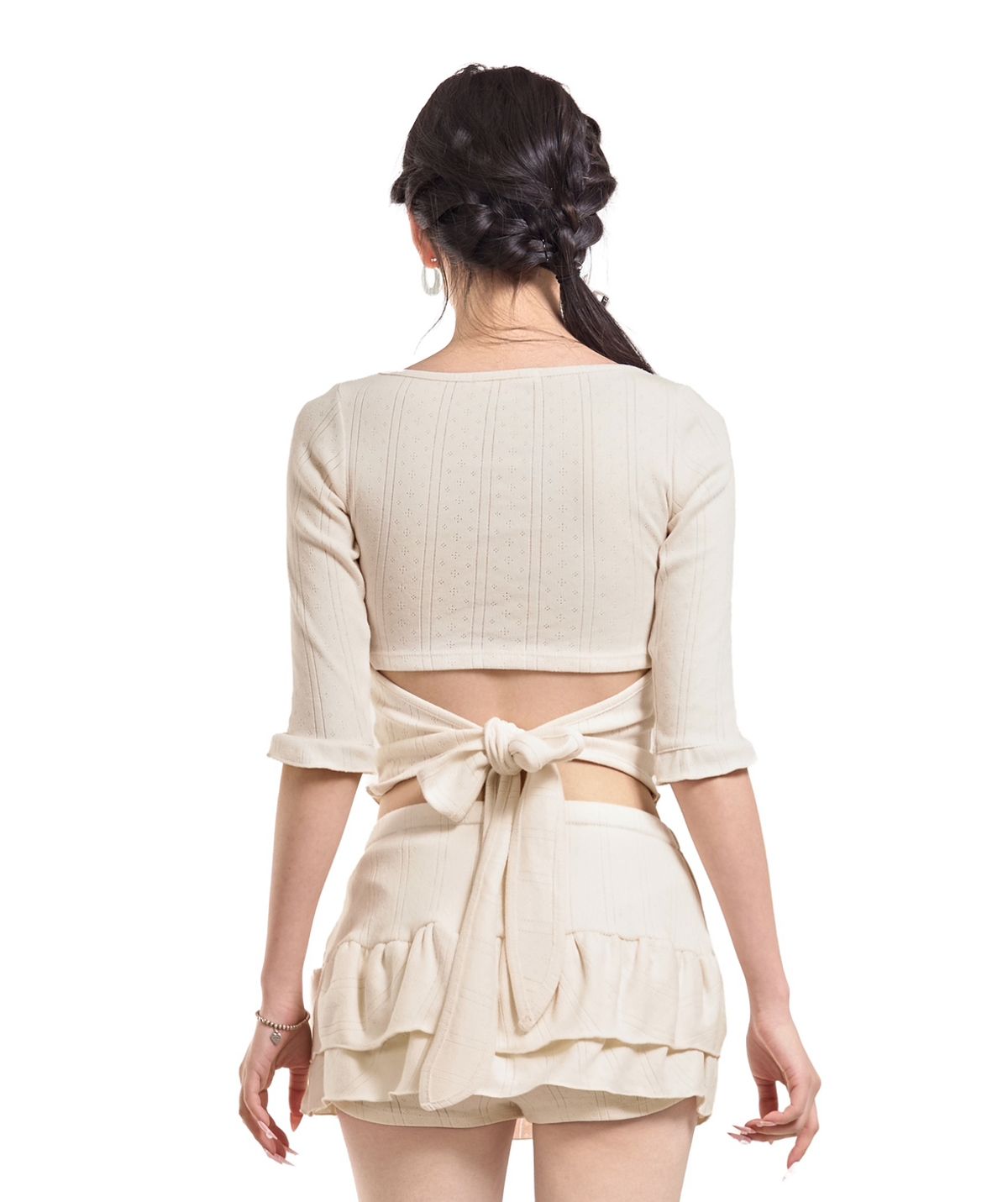 포어링(FORUSRING) Blossom picot mini skirt (ivory)
