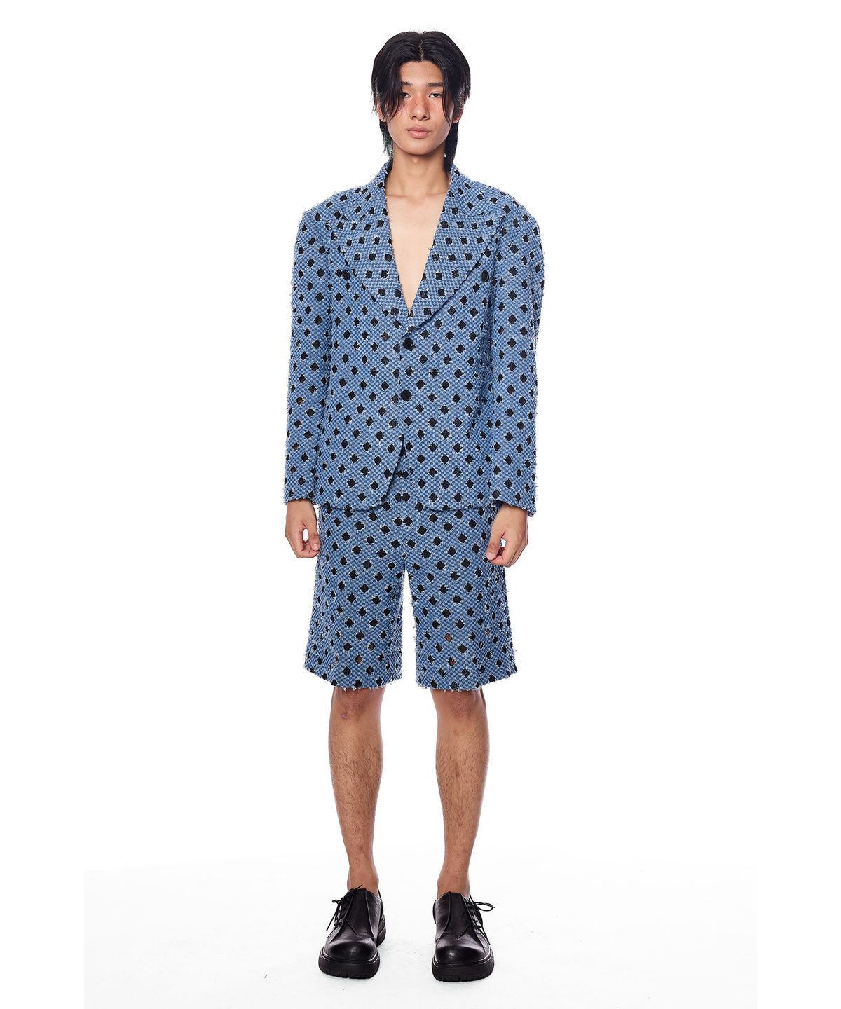 그리디어스(GREEDILOUS) Dotted Seethrough Denim Blazer