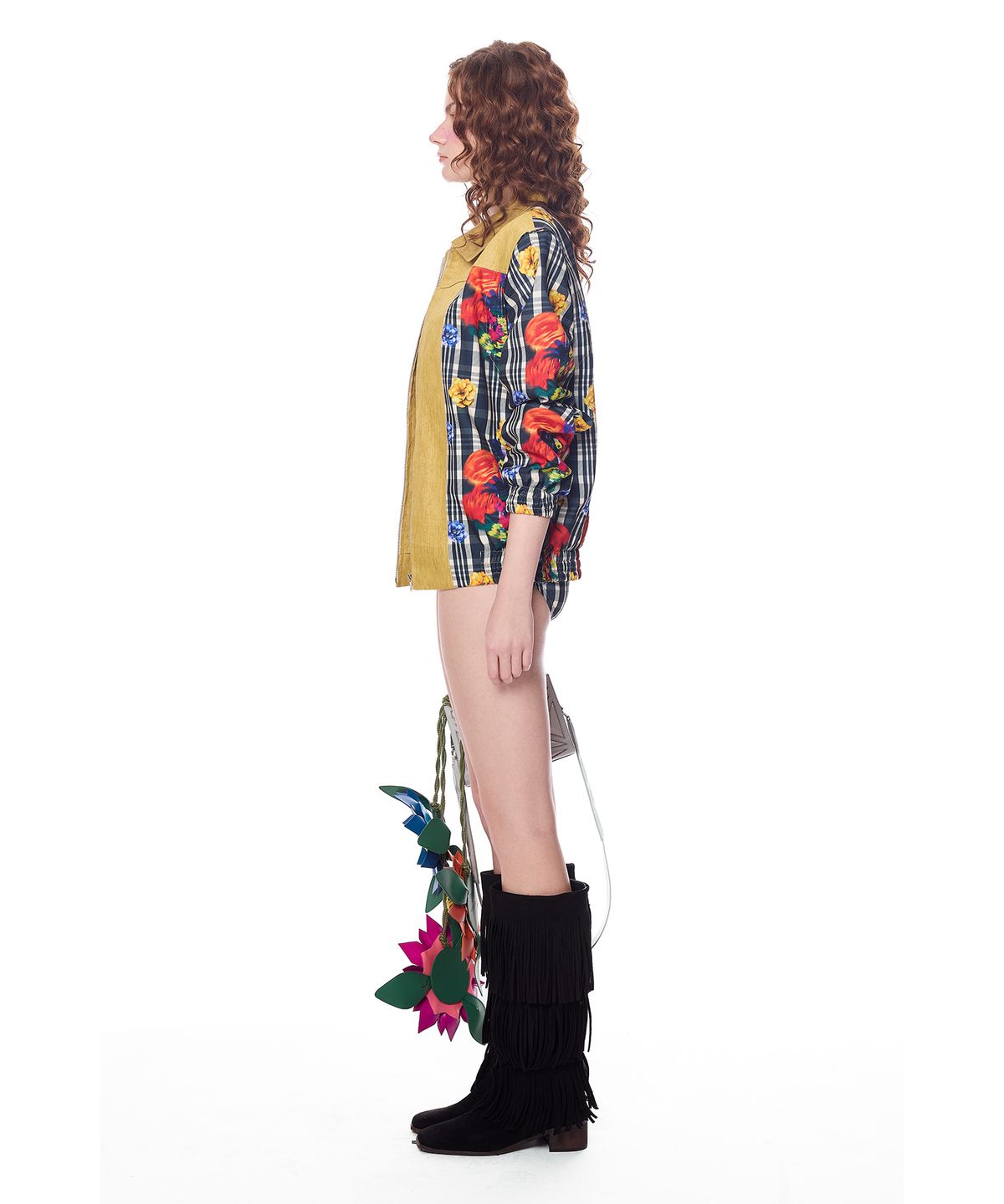그리디어스(GREEDILOUS) Joy Emblem Check Floral Print Jumper