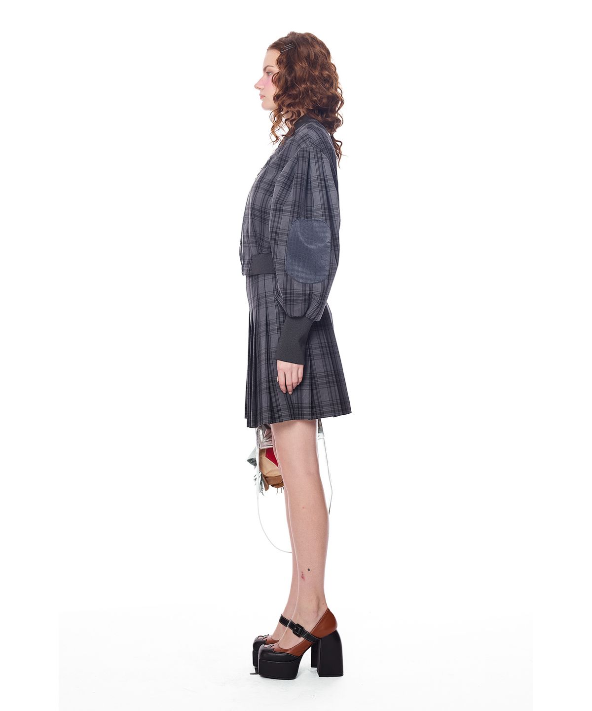 그리디어스(GREEDILOUS) Check print cropped Jumper