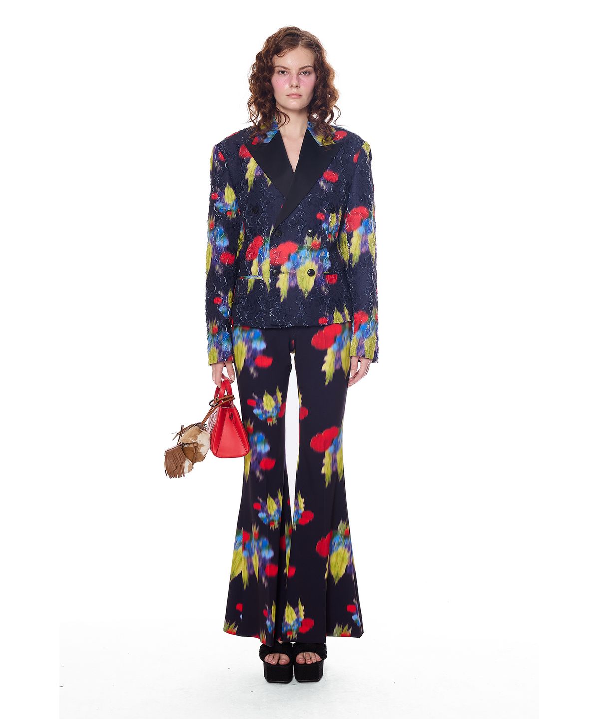 그리디어스(GREEDILOUS) Blur Floral Flare Pants