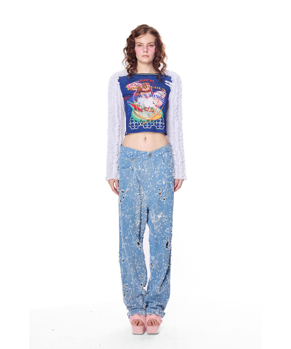 그리디어스(GREEDILOUS) Destroyed washing Denim Pants