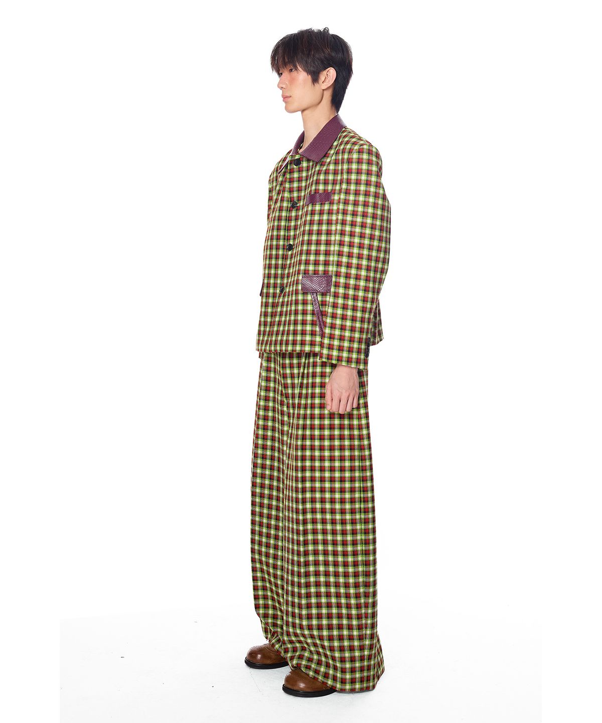 그리디어스(GREEDILOUS) Check Wide Single Pleats Pants