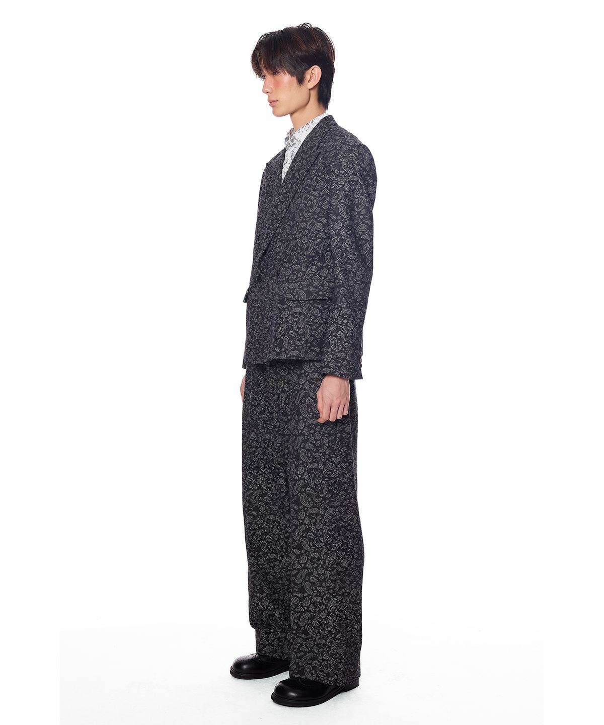 그리디어스(GREEDILOUS) Paisley Pattern Single Pleats Wide Pants