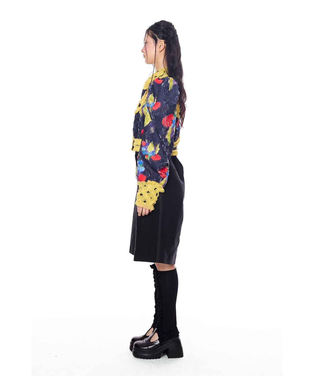 그리디어스(GREEDILOUS) Blur Floral Long Sleeve Lace Shirt