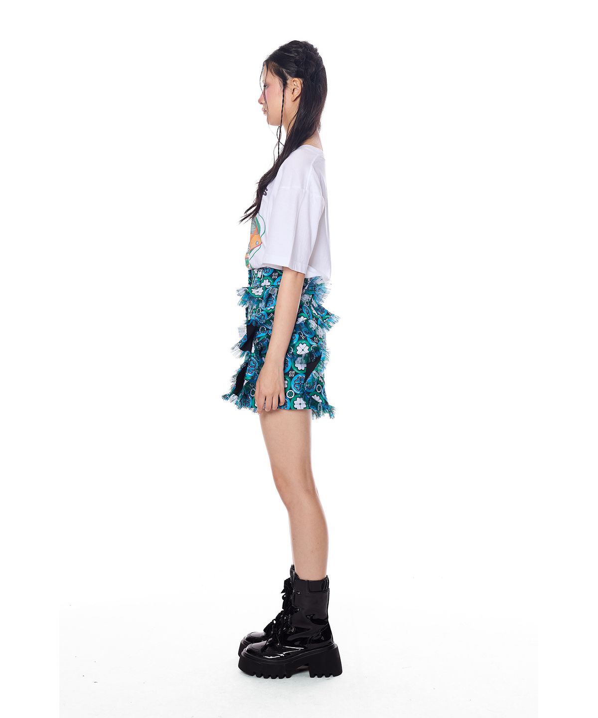 그리디어스(GREEDILOUS) Signature Floral Ruffle High Waist Shorts