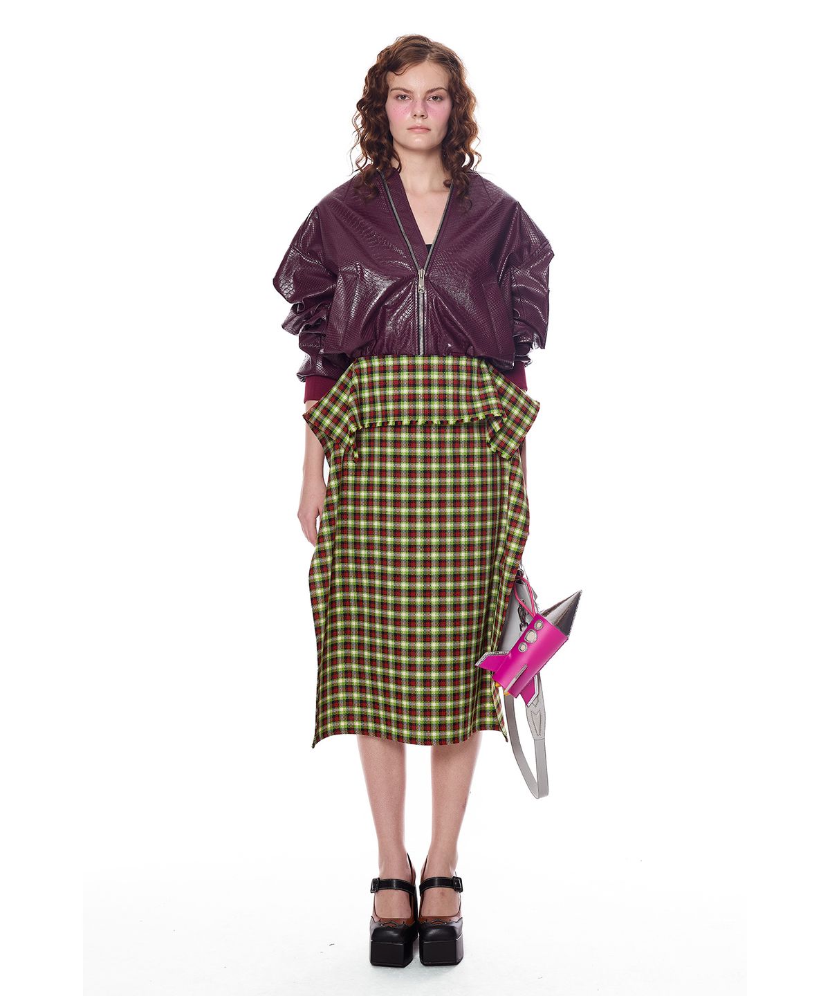 그리디어스(GREEDILOUS) Check pattern Folded Skirt