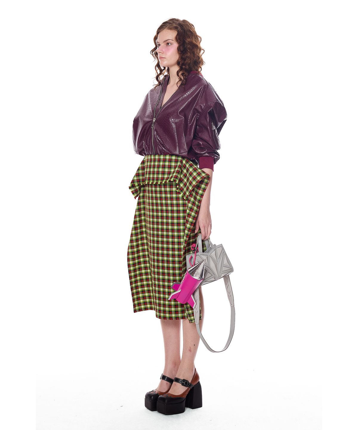 그리디어스(GREEDILOUS) Check pattern Folded Skirt