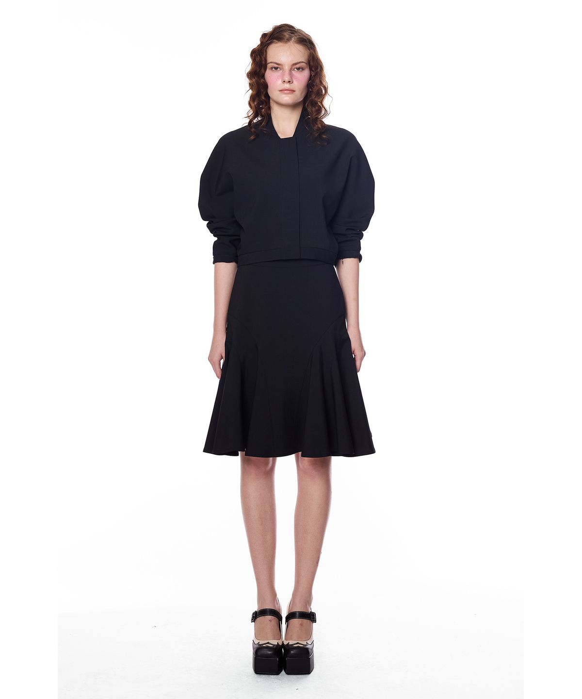 그리디어스(GREEDILOUS) Side seam ruffle midi skirt