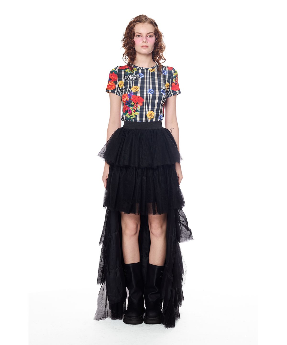 그리디어스(GREEDILOUS) Lace Tiered Ruffle long skirt