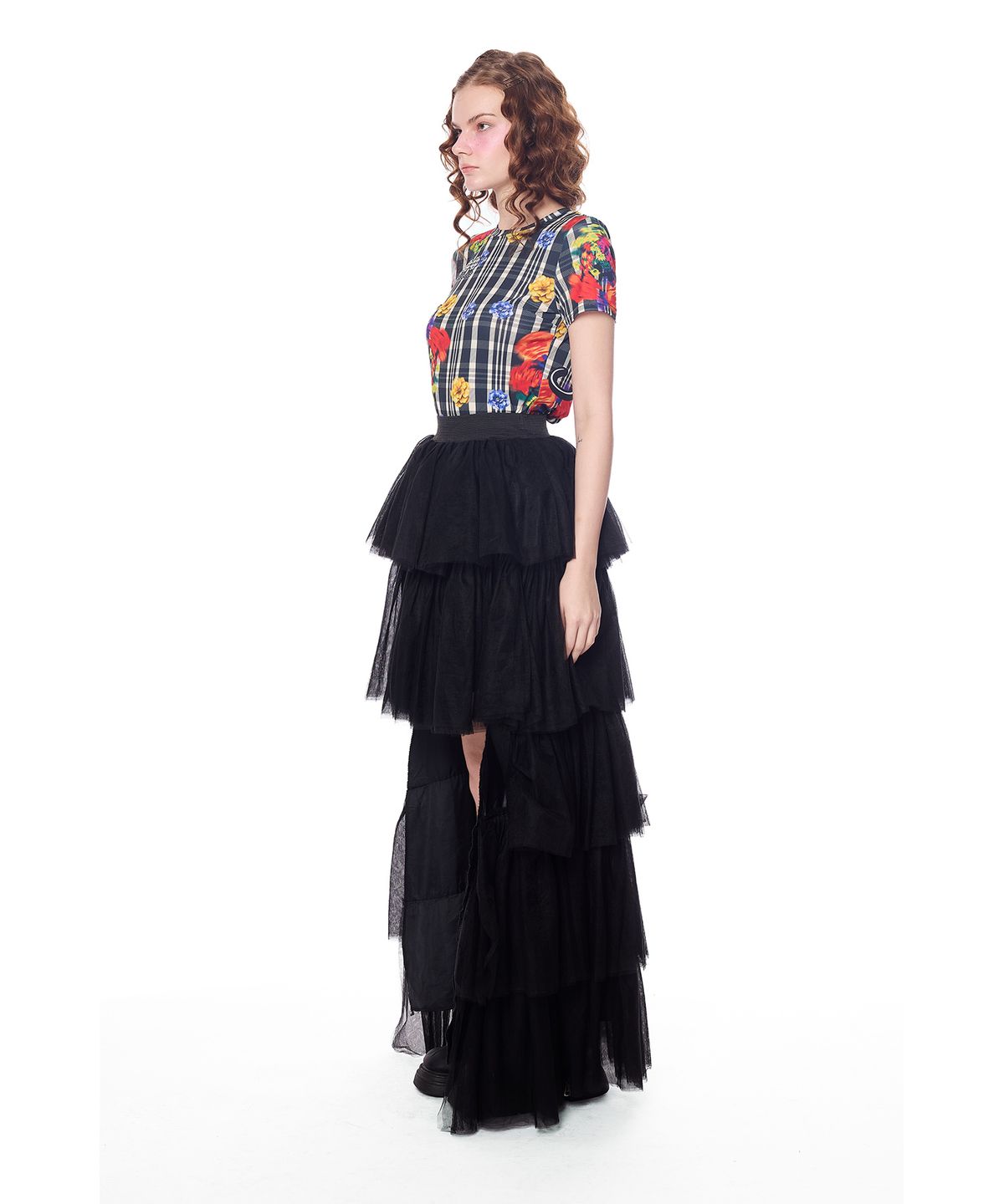 그리디어스(GREEDILOUS) Lace Tiered Ruffle long skirt