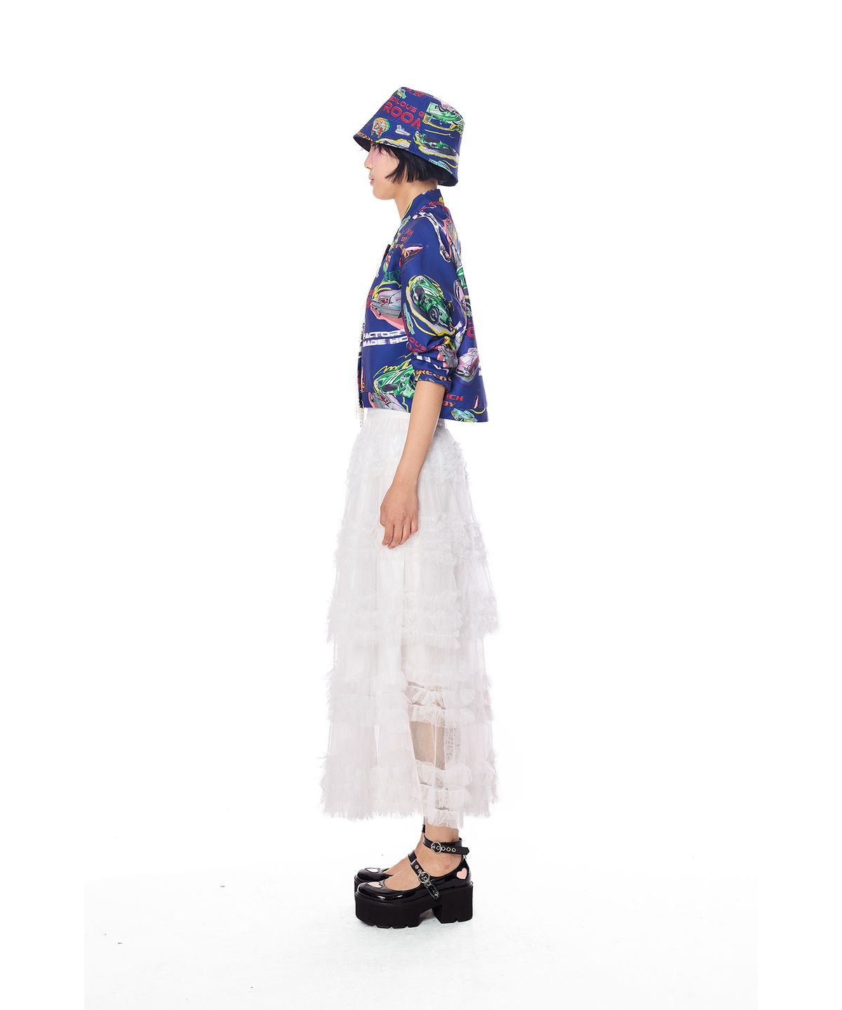 그리디어스(GREEDILOUS) Sheer Ruffle Lace Maxi Skirt