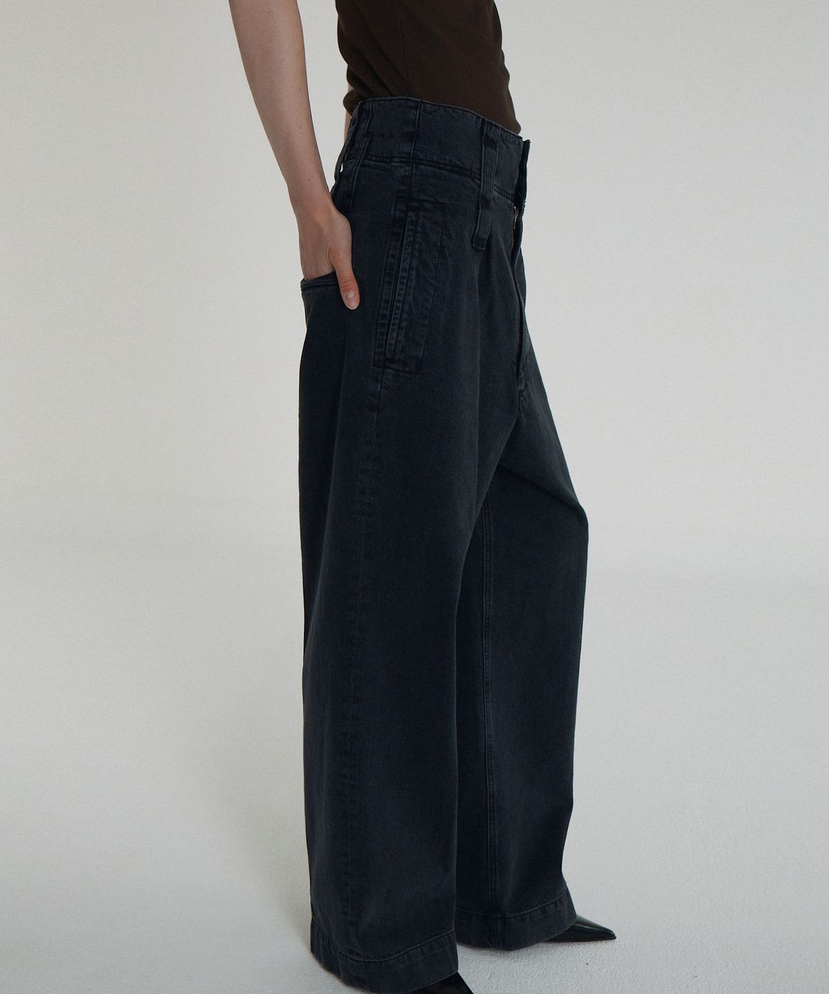순진(SOONJEANS) 뉴하이라이즈 와이드레그 팬츠 [BLACK]