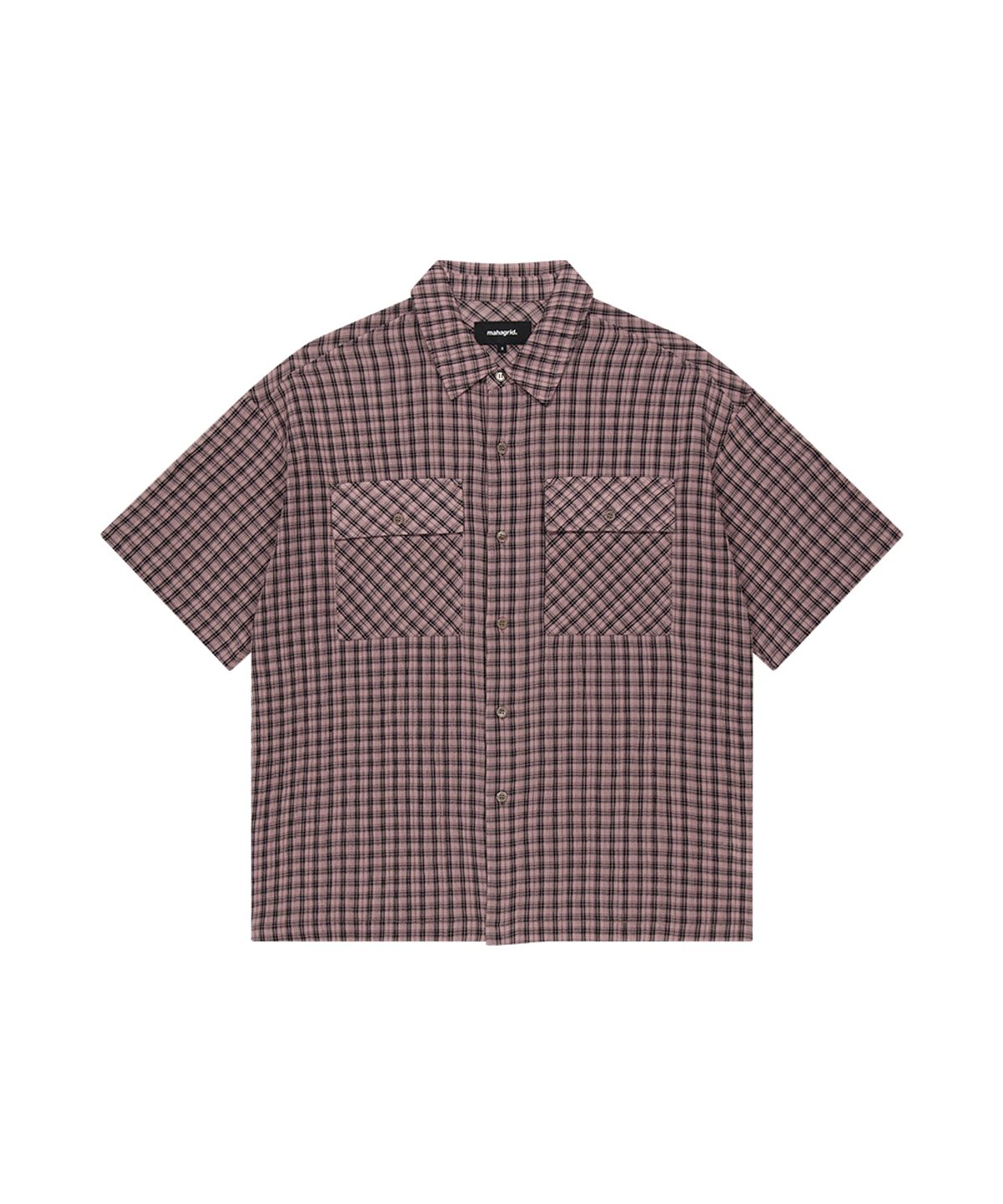 마하그리드(MAHAGRID) ROLL-UP CHECK HALF SHIRT PINK(MG2GMMW360A)