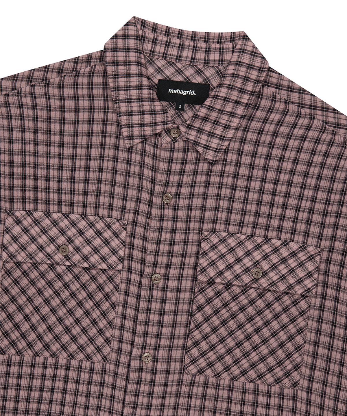 마하그리드(MAHAGRID) ROLL-UP CHECK HALF SHIRT PINK(MG2GMMW360A)