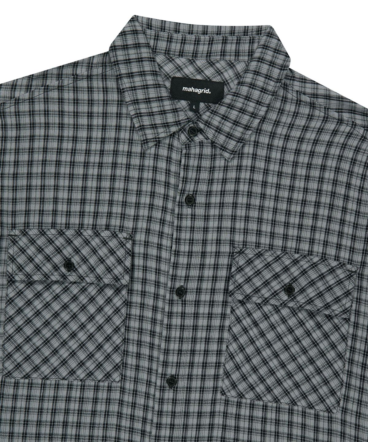 마하그리드(MAHAGRID) ROLL-UP CHECK HALF SHIRT CHARCOAL(MG2GMMW360A)