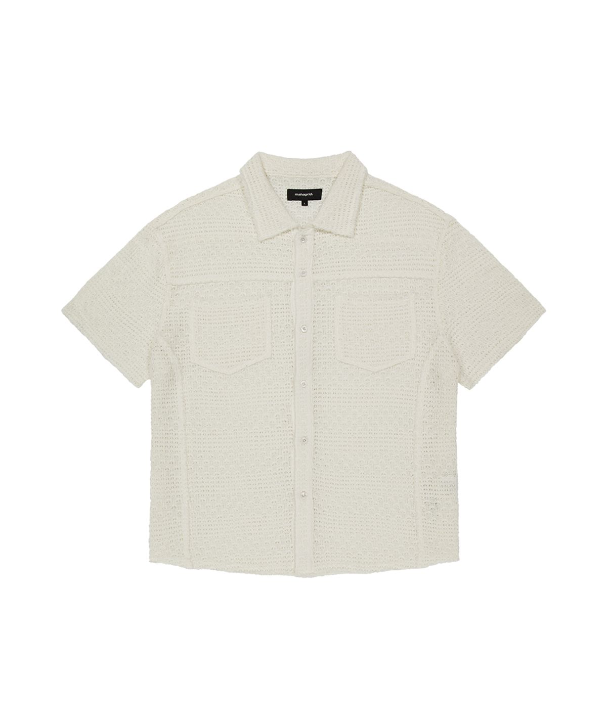 마하그리드(MAHAGRID) RAW CUT KNIT HALF SHIRT IVORY(MG2GMMW342A)