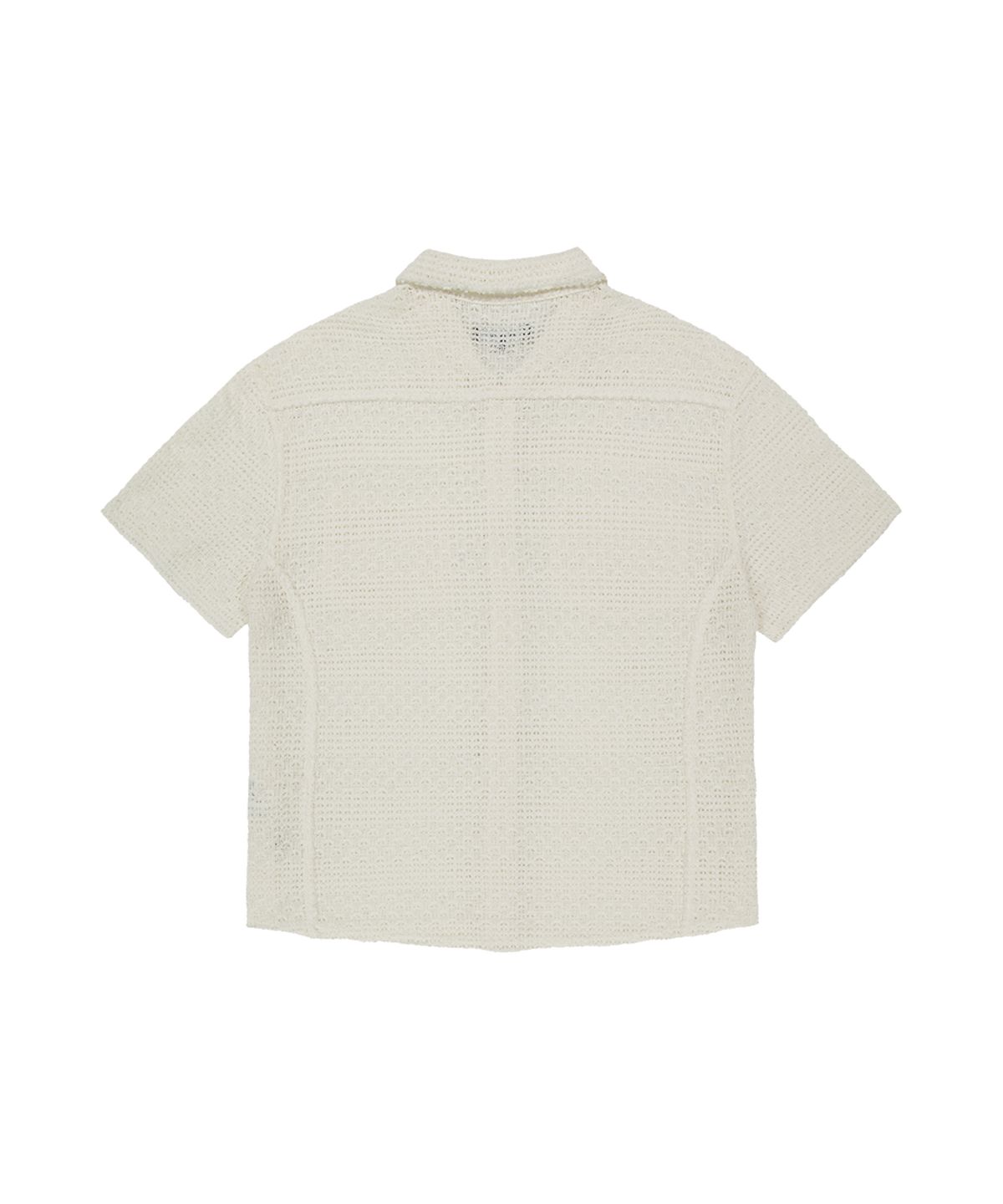 마하그리드(MAHAGRID) RAW CUT KNIT HALF SHIRT IVORY(MG2GMMW342A)