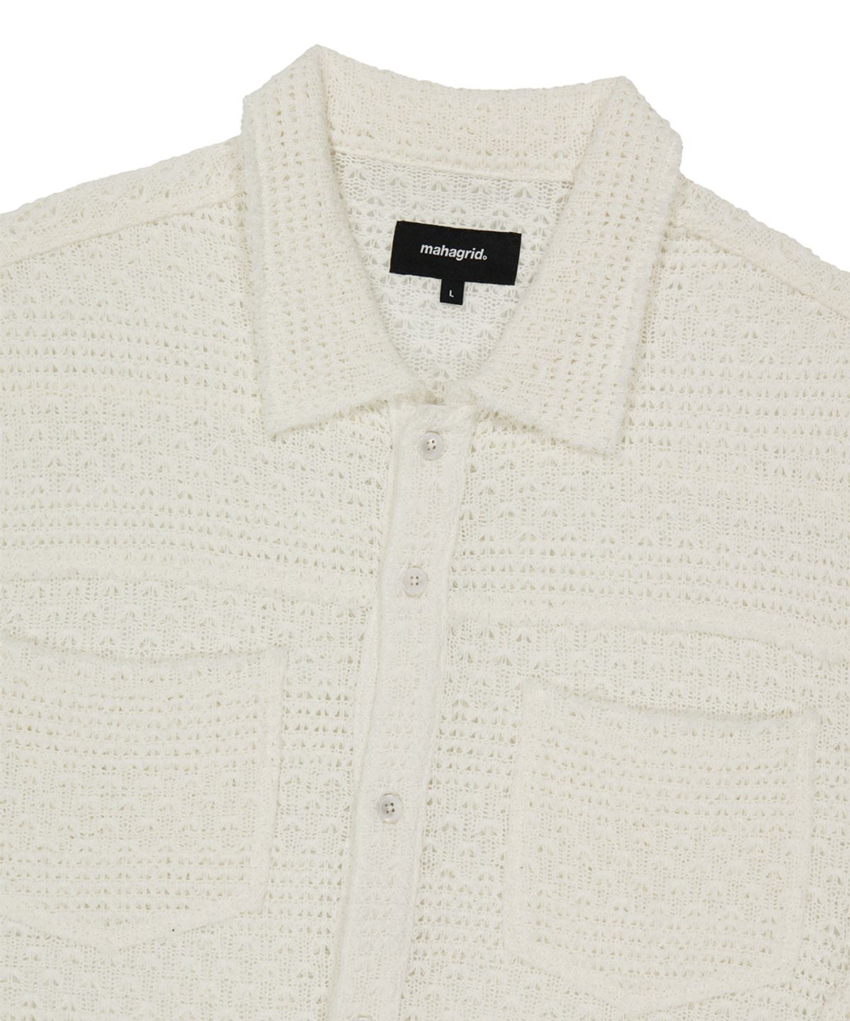 마하그리드(MAHAGRID) RAW CUT KNIT HALF SHIRT IVORY(MG2GMMW342A)