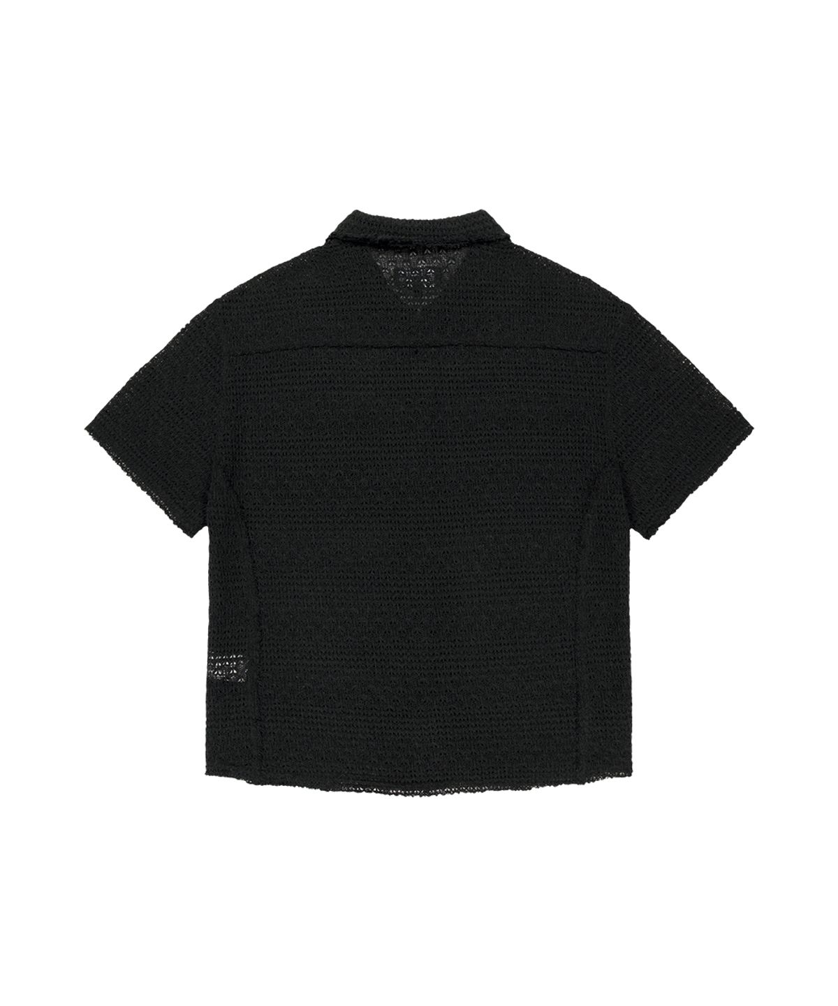 마하그리드(MAHAGRID) RAW CUT KNIT HALF SHIRT BLACK(MG2GMMW342A)