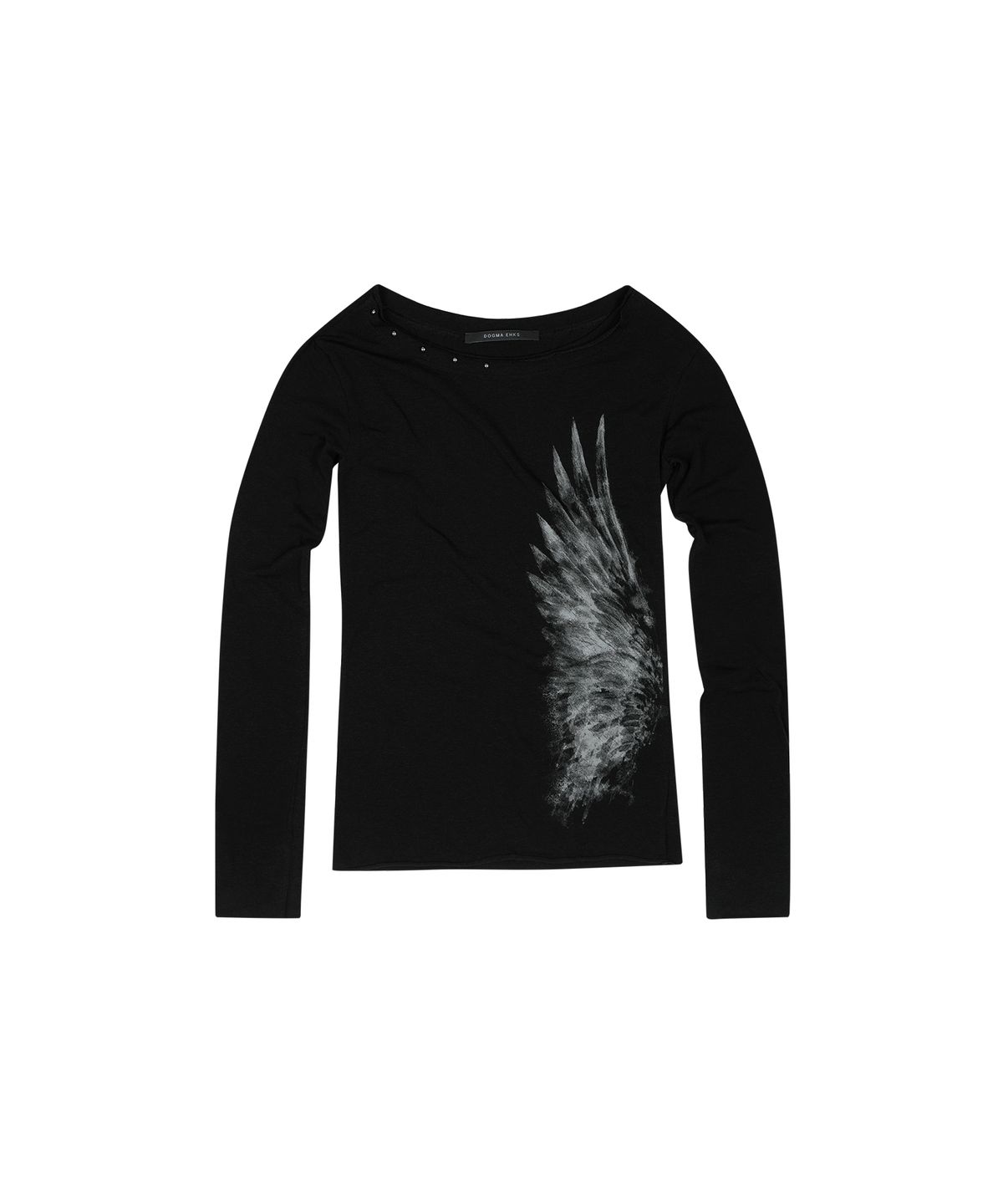 도그마 엑스(DOGMA EHKS) OFF SHOULDER SLIM T-SHIRT BLACK