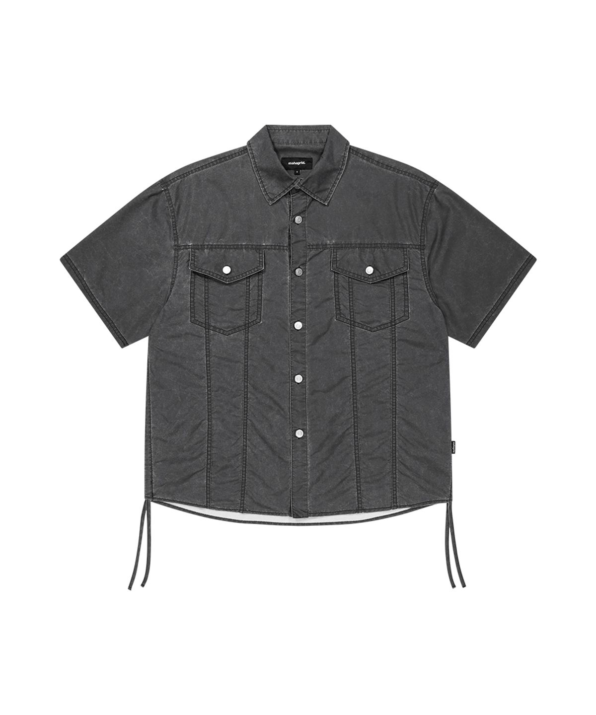 마하그리드(MAHAGRID) NYLON TRUCKER HALF SHIRT CHARCOAL(MG2GMMW341A)