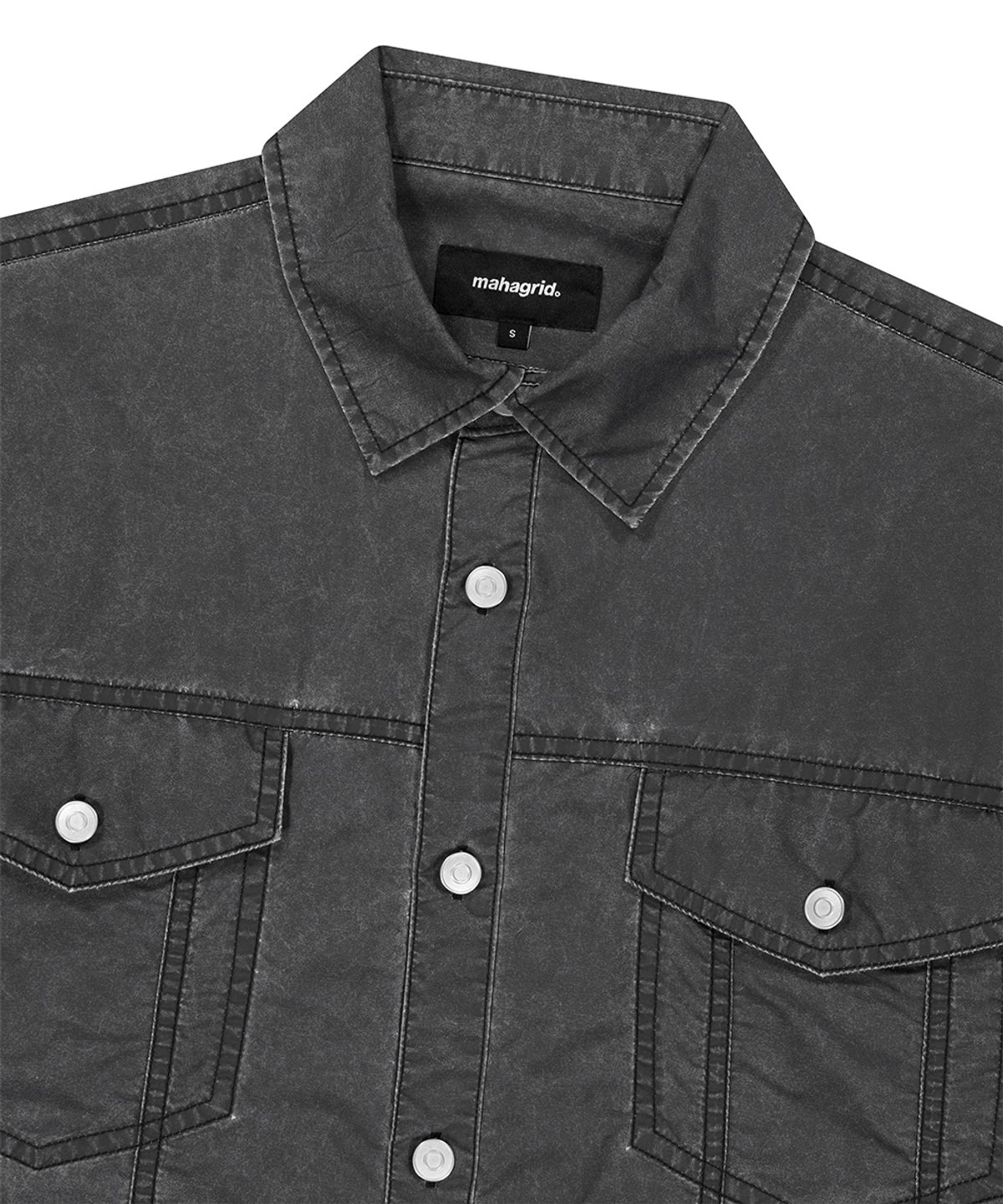 마하그리드(MAHAGRID) NYLON TRUCKER HALF SHIRT CHARCOAL(MG2GMMW341A)