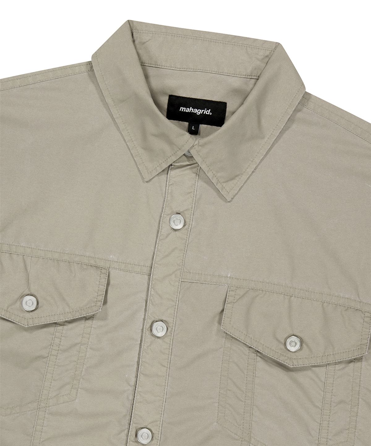 마하그리드(MAHAGRID) NYLON TRUCKER HALF SHIRT BEIGE(MG2GMMW341A)