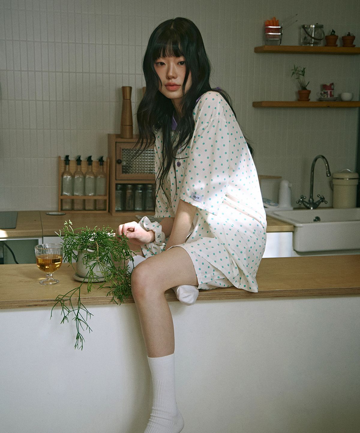 주디앤(JUDYN) 민티도티 클린핏 반팔 커플 파자마세트