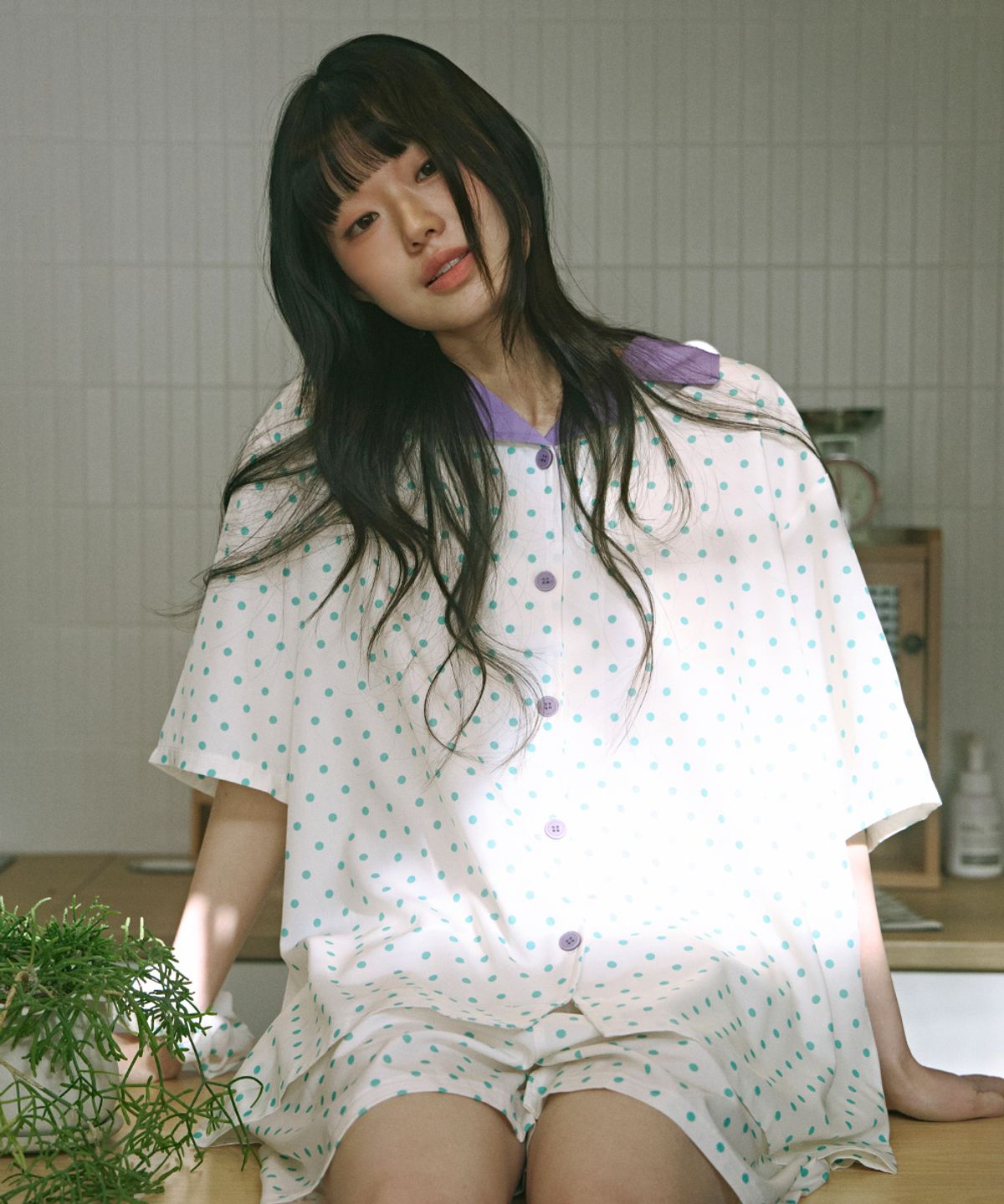 주디앤(JUDYN) [2PACK] 민티도티 클린핏 반팔 커플 파자마세트