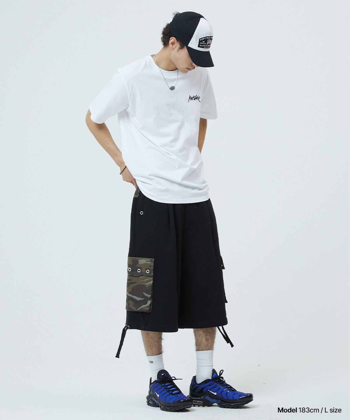 마하그리드(MAHAGRID) BERMUDA CAMO CARGO SWEATSHORT BLACK(MG2GMMPA08A)