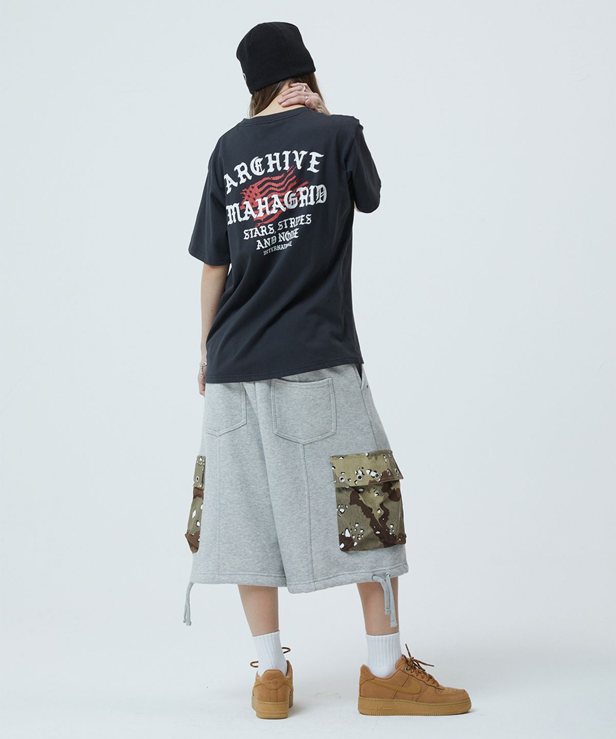 마하그리드(MAHAGRID) BERMUDA CAMO CARGO SWEATSHORT GREY(MG2GMMPA08A)
