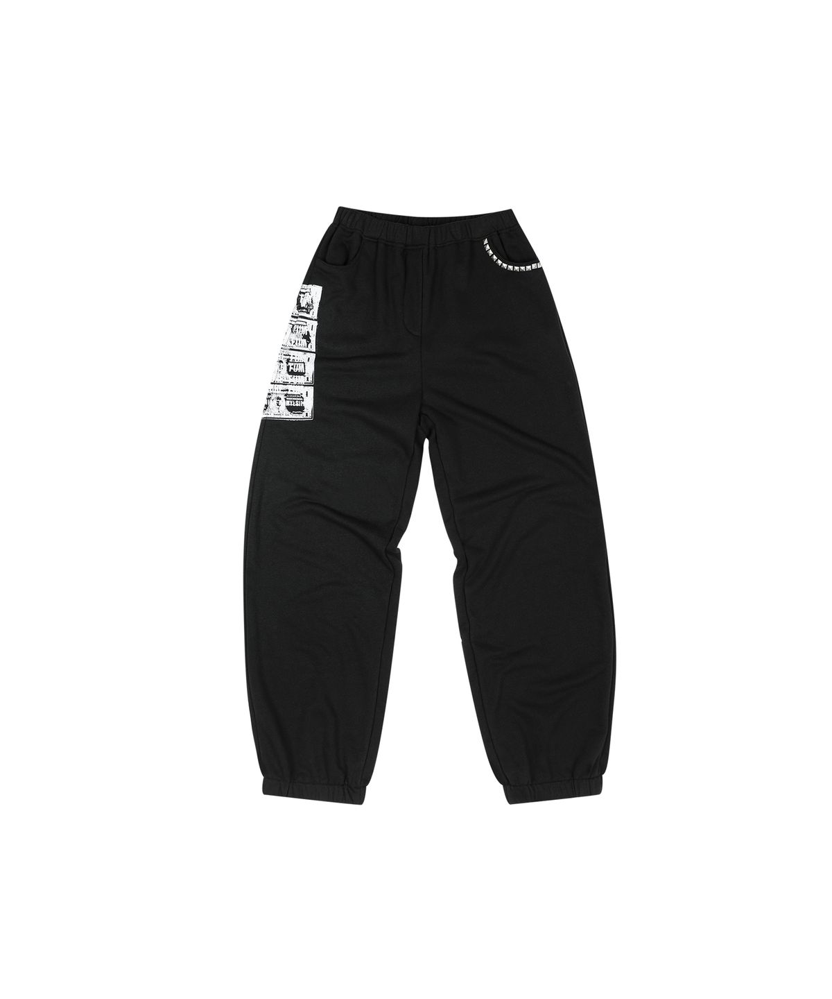 도그마 엑스(DOGMA EHKS) STUDDED CURRENCY SWEAT PANTS BLACK