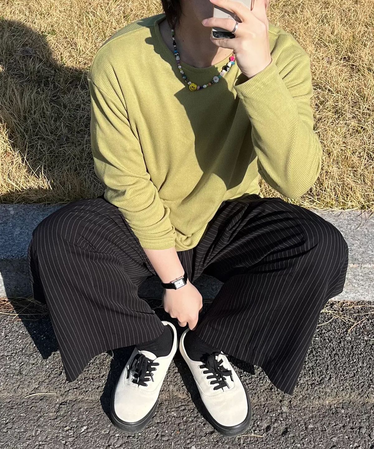 노든(NODEN) 와플 라운드 크롭 롱슬리브 - 5COLOR