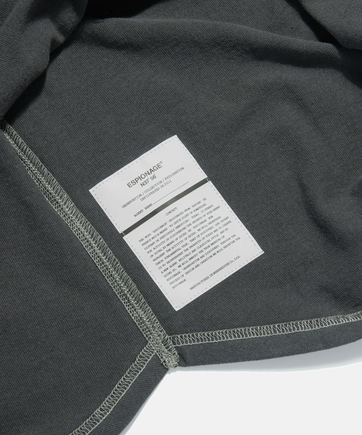 에스피오나지(ESPIONAGE) Henley Neck Pocket L/S Tee Vintage Black
