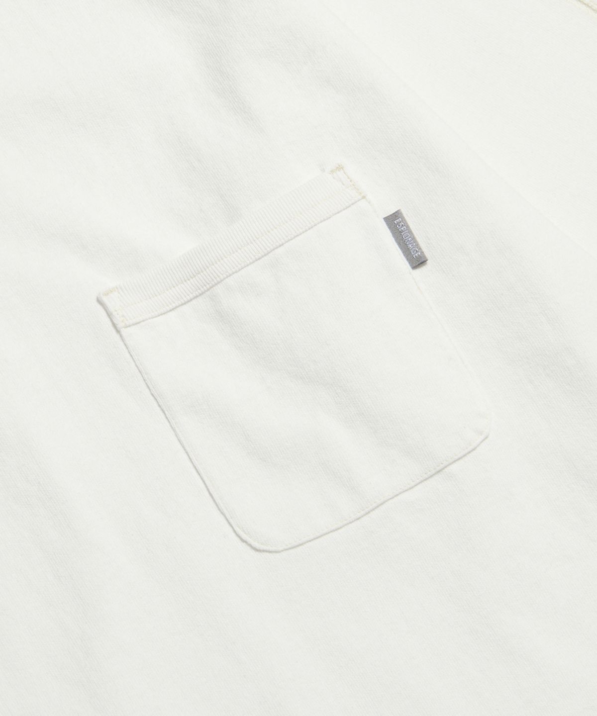에스피오나지(ESPIONAGE) Henley Neck Pocket L/S Tee Off White