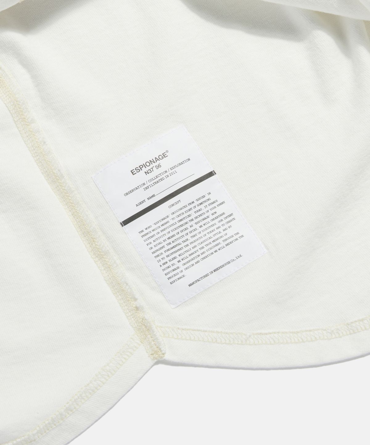 에스피오나지(ESPIONAGE) Henley Neck Pocket L/S Tee Off White