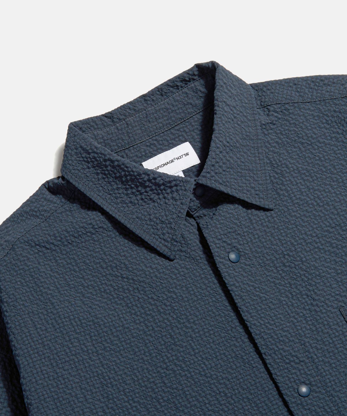 에스피오나지(ESPIONAGE) Grid Seersucker Outer Shirt Navy